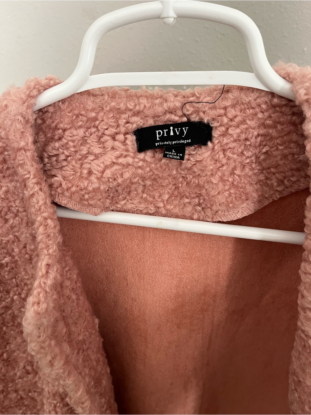 privy Peony Pink Teddy Open Cardigan, no button - Picture 3 of 4